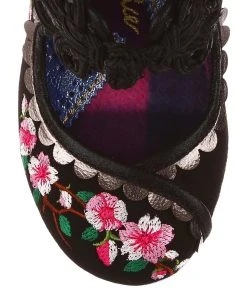 Irregular Choice Cherry Blossoming Black -mismatched shoes shop CherryBK8