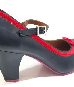 Cristofoli Eileen Navy With Red Ribbon -mismatched shoes shop EileenNB3