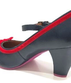 Cristofoli Eileen Navy With Red Ribbon -mismatched shoes shop EileenNB4
