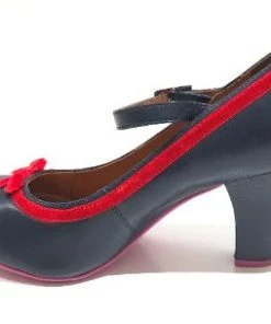 Cristofoli Eileen Navy With Red Ribbon -mismatched shoes shop EileenNB5