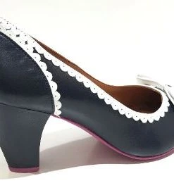 Cristofoli Emily Navy With White Trim 2 Cristofoli Emily Navy With White Trim -mismatched shoes shop EmilyNB4