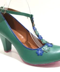 Cristofoli Lucille Green With Blue Flowers