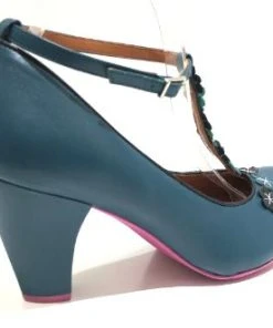 Cristofoli Lucille Petrol With Black Flowers 7 Cristofoli Lucille Petrol With Black Flowers -mismatched shoes shop LucillePT3
